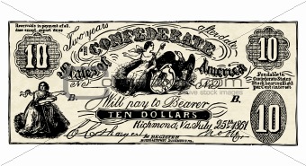 Vector Vintage Confederate Bank Note