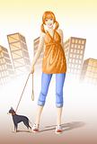City girl with dog