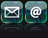 Icon e-mail glossy button, vector illustration