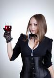 Sensual woman with glass of wine  