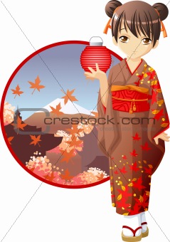 Autumn kimono girl