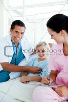 Young patient at a checkup in a hospital