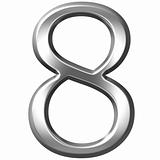 3D Silver Number 8