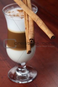 Cafe latte with cinnamon
