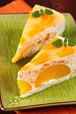 Peach mousse with tangerines