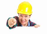 Female Construction Worker Pointing