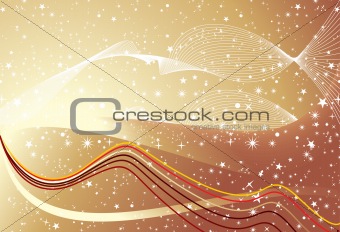 abstract colorful wave with golden & starts 1