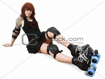 Roller derby girl on the floor