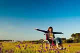 Handicapped woman on wheelchair