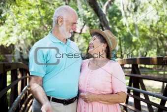 Flirty Senior Couple Outdoors