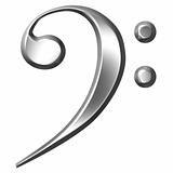 3D Silver Bass Clef 