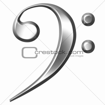 3D Silver Bass Clef 