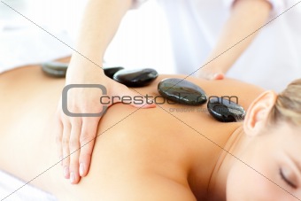 Caucasian woman having a massage 