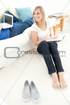 Smiling couple having free time together