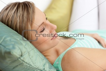 Portrait of a tired woman relaxing 