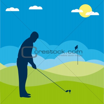Golf players silhouette.