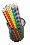 Colored pencils in pot isolated