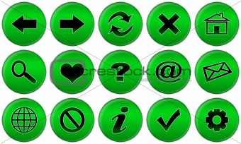 Set of green buttons for internet browser