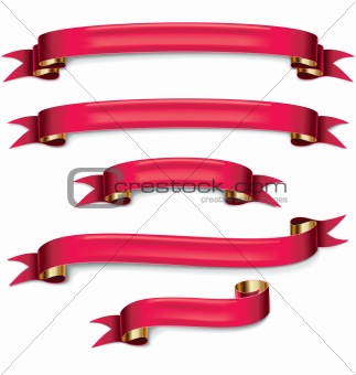 Vector red ribbons set