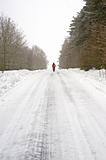 Cyclist on a snowy road