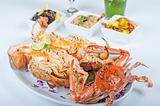 Seafood meal of crab and lobster