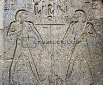 Hieroglyphics on a wall at Luxor Temple