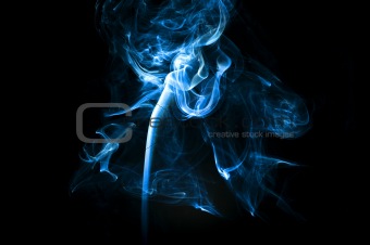 Blue abstract smoke trails