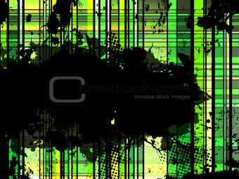 Checkered Green Grunge Background.