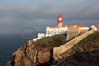 Lighthouse at Cape St. Vincent in Algarve, Portugal