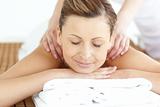 Relaxed woman enjoying a back massage 