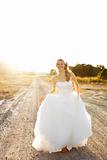 Young Bride Walking on a Country Road
