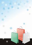 Shopping bags on christmas background
