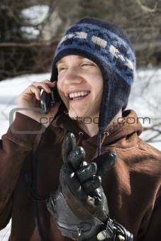 Teen talking on phone.