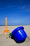 Beach spade and bucket