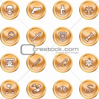 law, order, police and crime icon set