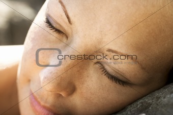 Close-up of young woman\'s face.