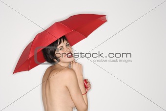 Sexy woman with umbrella.