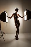 Nude woman in studio.