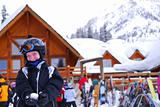 Child at downhill skiing resort