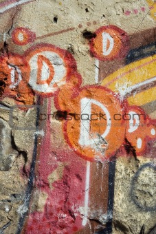 Graffiti on wall.