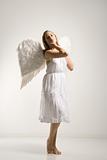 Woman in angel costume.
