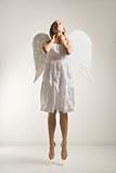 Woman in angel costume.