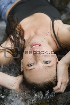 Woman in water.