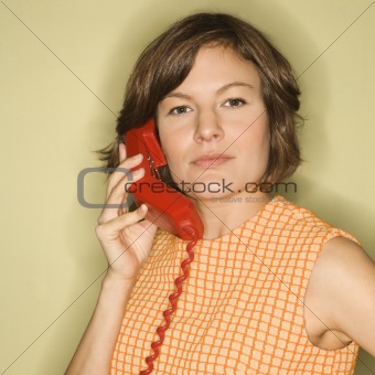 Woman with telephone.