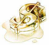 Crisis finance - the dollar symbol in melting gold - fusion