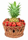 Basket of pineapple and strawberry