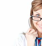 Smiling female doctor with a stethoscope