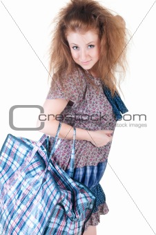 woman with shopping bag. 