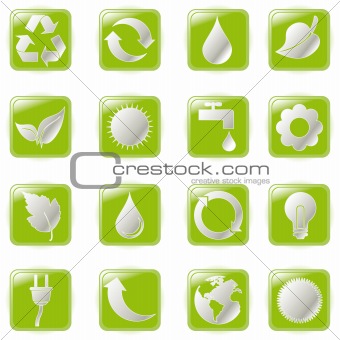 Green environmental bubbles on white