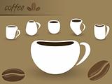 Set of white vector cups for coffee